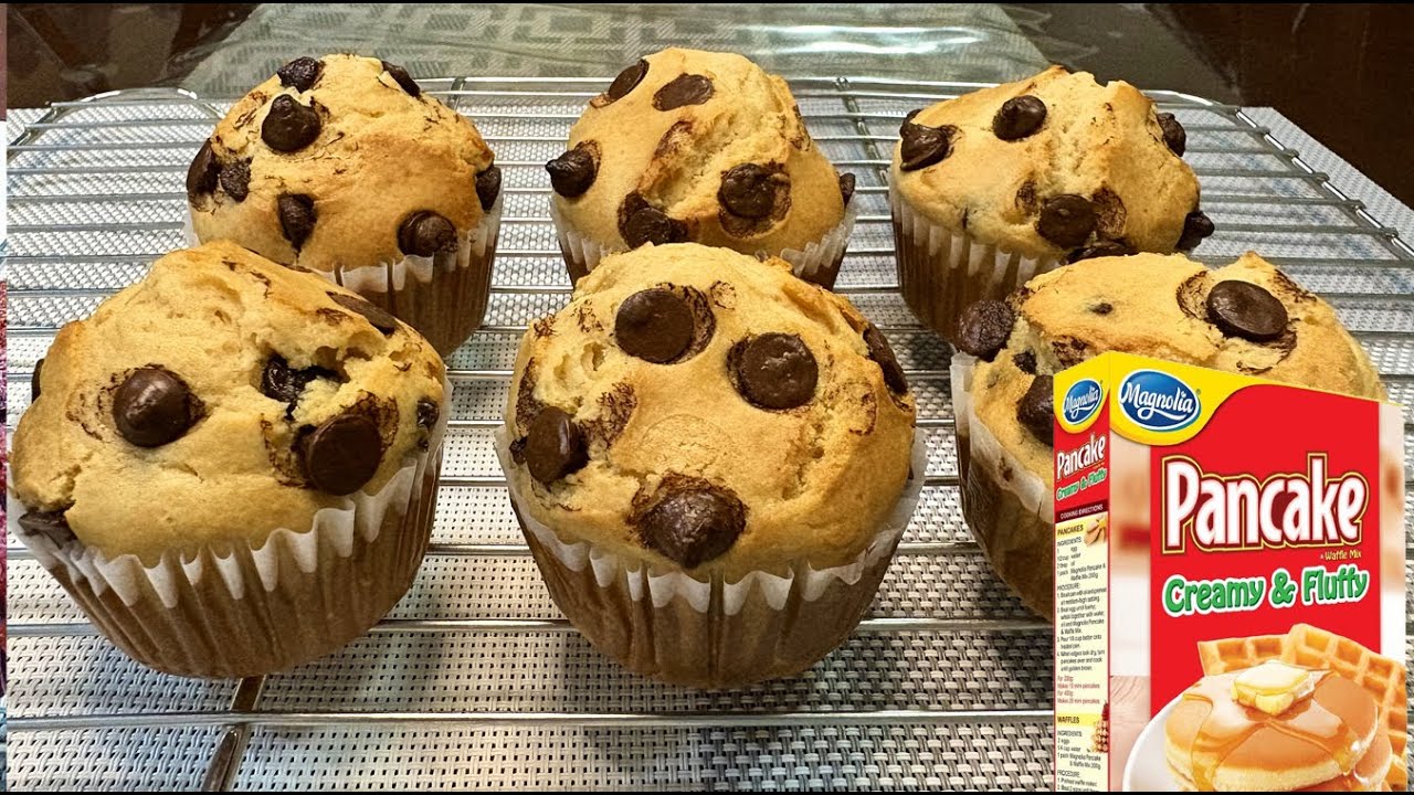 HOW TO MAKE CHOCOLATE CHIPS MUFFINS USING PANCAKE MIX | EASY PANCAKE MIX MUFFINS RECIPE