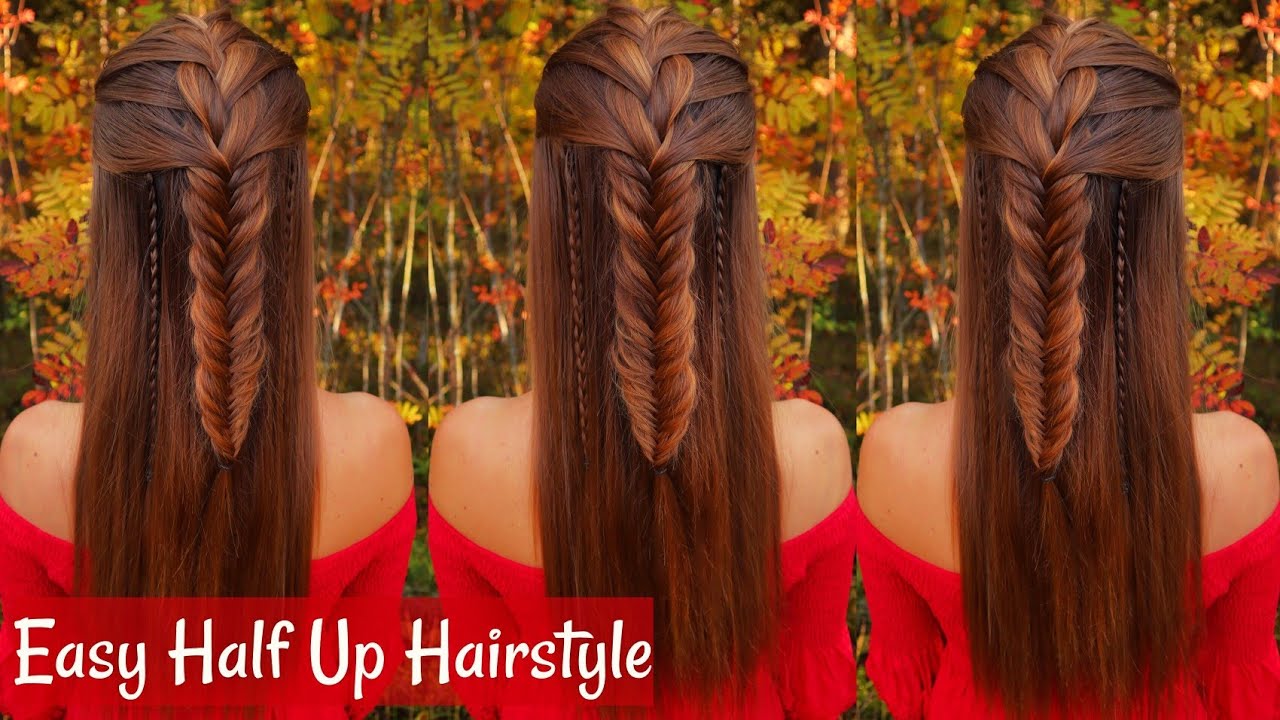 French Fishtail Braid Half Up Hairstyle | Easy Hairstyles