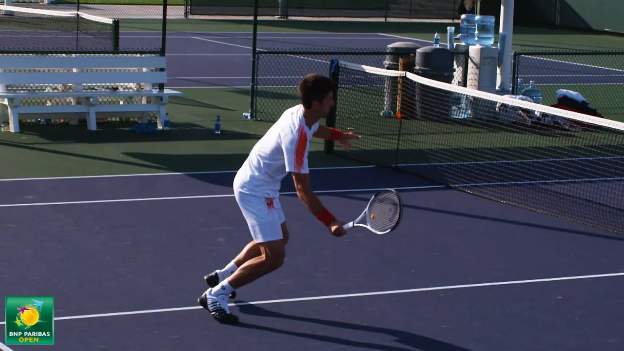 Novak Djokovic hitting volleys -- Indian Wells Pt. 08