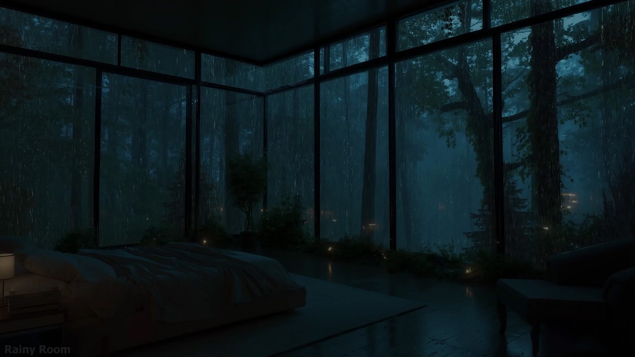 Gentle Rain Thunder Sounds 🌧️ Calm Dark Ambience | Deep Sleep, Study & Inner Peace