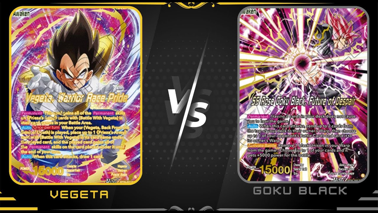 Вегета против Гоку Блэка в форме Супер Сайяна Роуз: Dragon Ball Super Masters, набор 29, локальны...