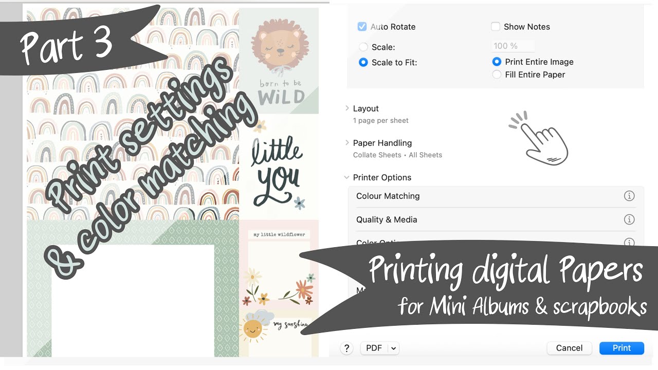 Print settings & color matching for printing digital papers for mini albums or scrapbooks (Part 3)