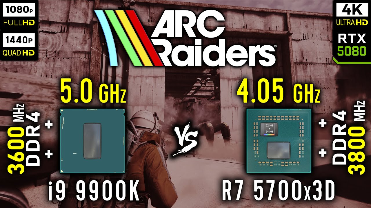 Core i9 9900K vs Ryzen 7 5700x3D in ARC Raiders | RTX 5080 [ 1080p, 1440p, 4K ]