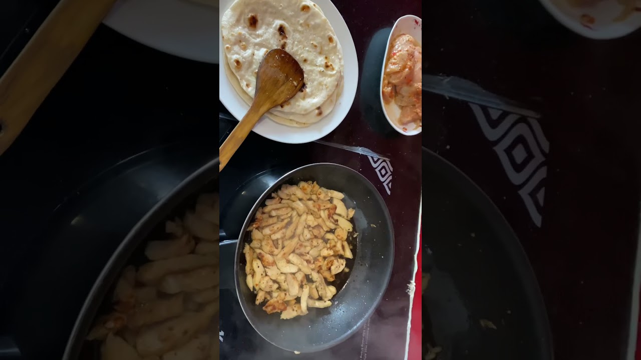 Chicken doner kebab in a pan #cooking #chickenwrap #shorts