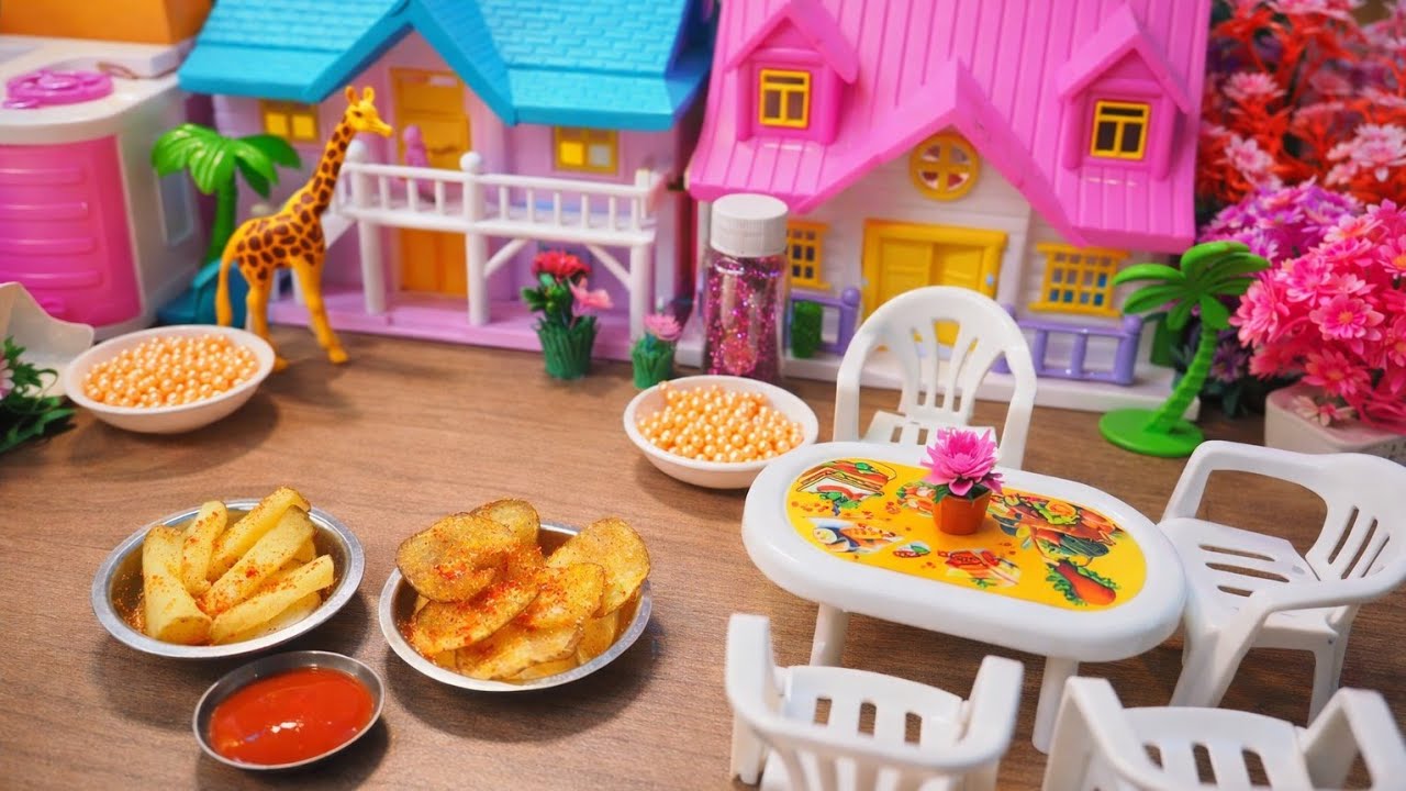 Miniature French Fries and Chips recipe || French Fries with chips recipe I unique Mini kitchen 