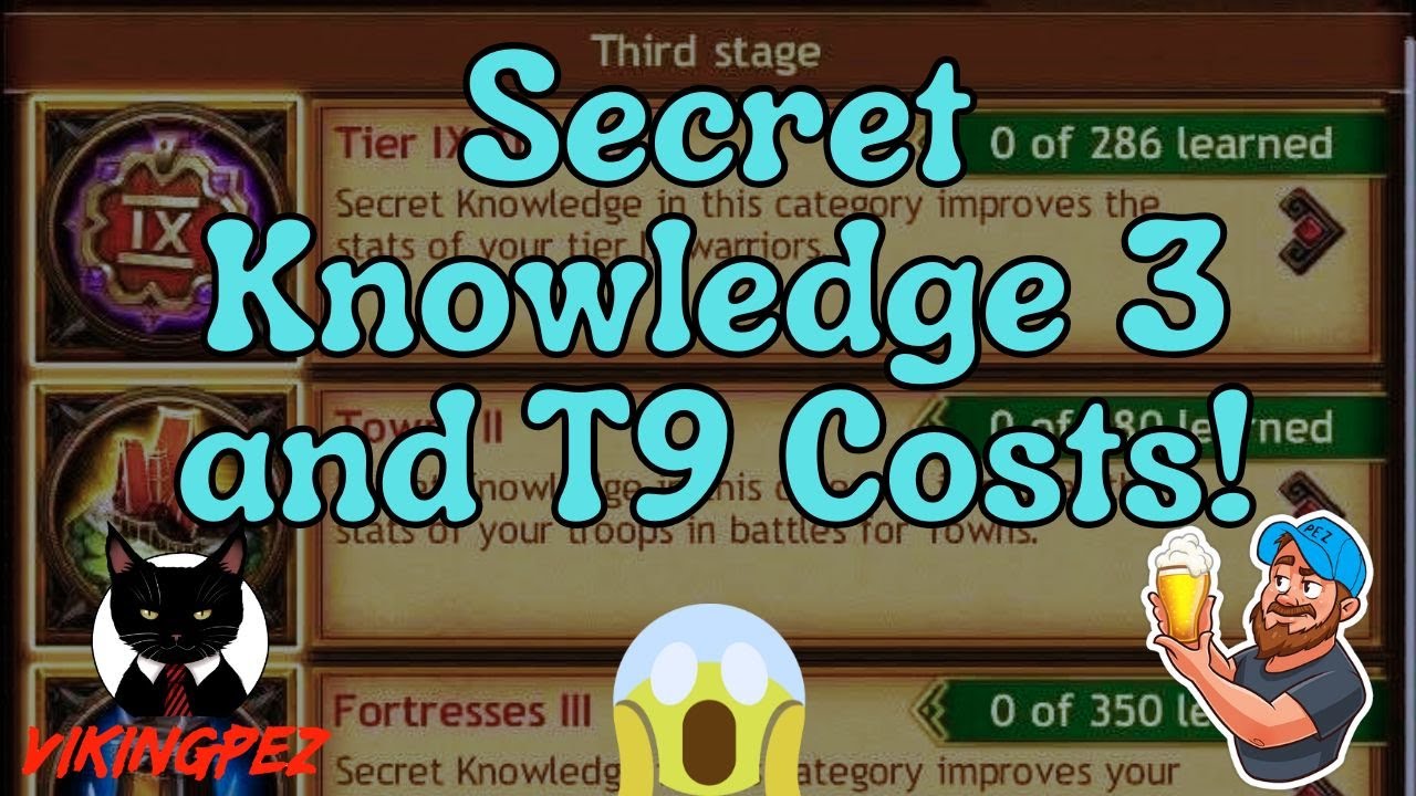 Secret Knowledge 3 and T9 Costs!! / Vikings: War of Clans