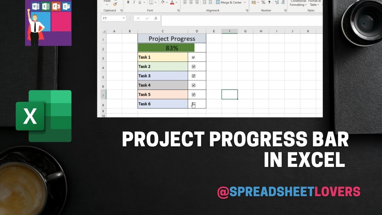 How to create project progress bar in excel for beginners ✅