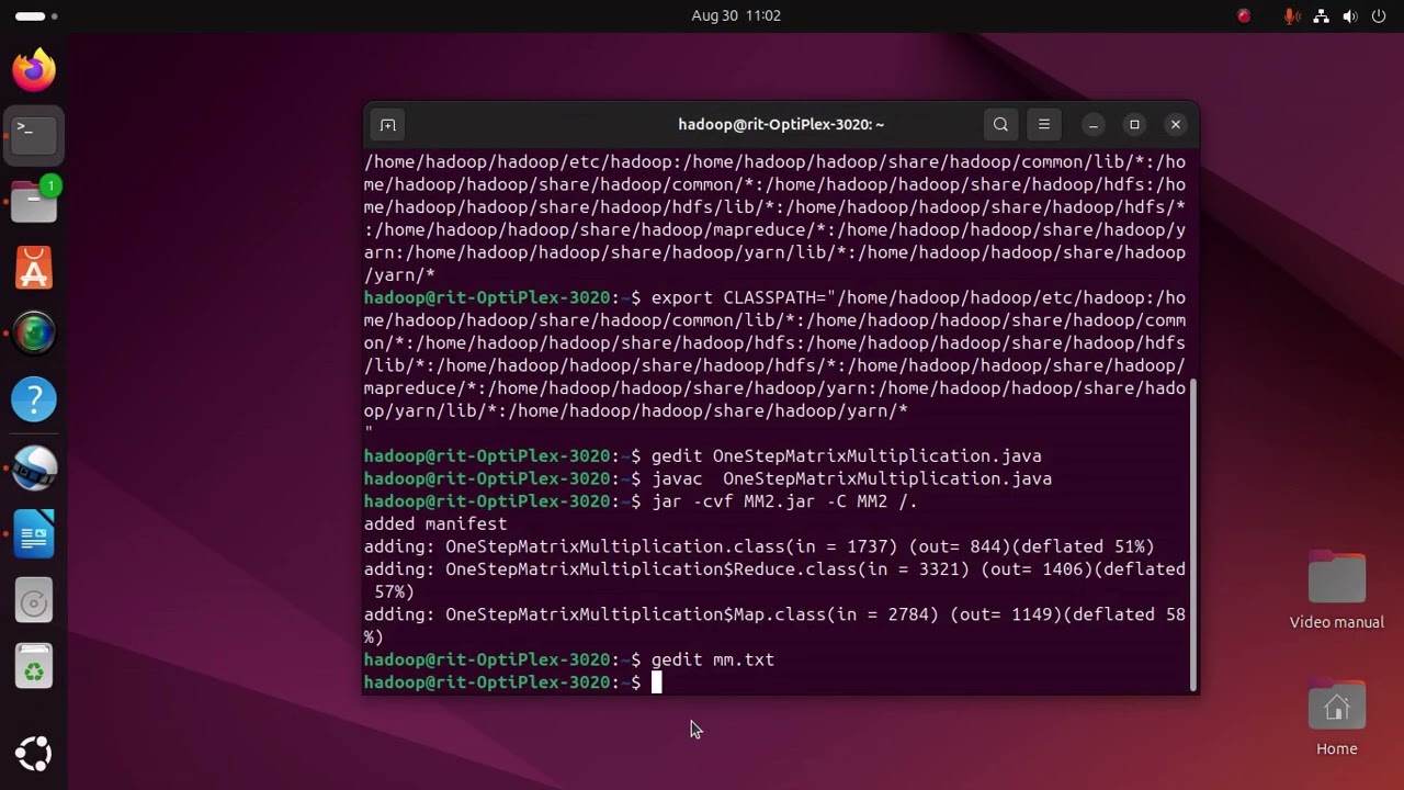 Ex.No:3 Implement of Matrix Multiplication with Hadoop Map Reduce