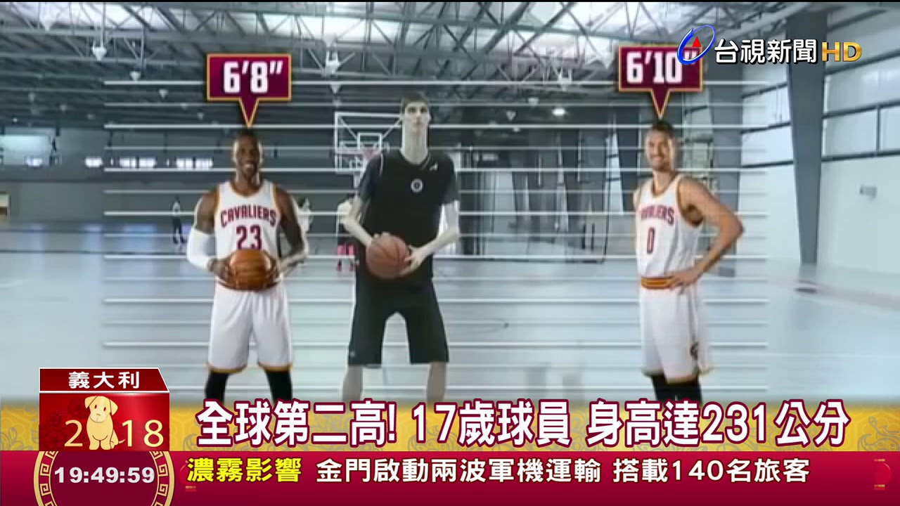 全球第二高!17歲球員身高達231公分