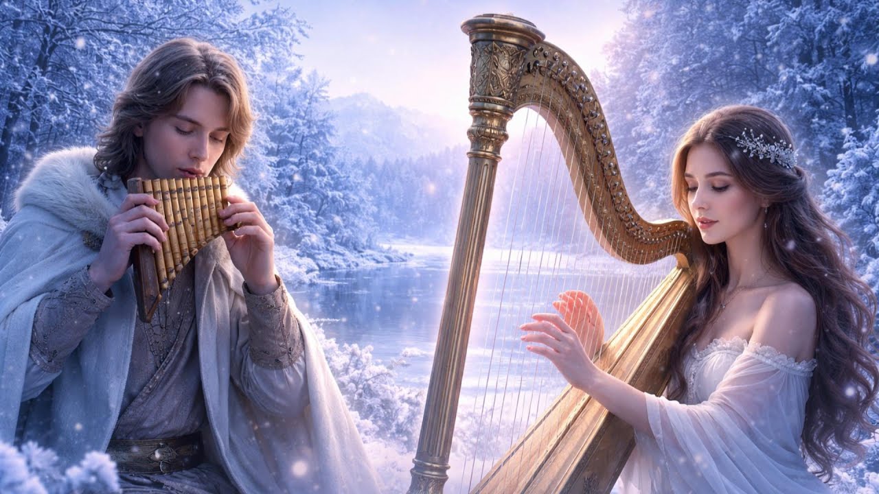 雪に溶けるドリアン｜パンフルートとハープの静かな旋律【作業用・睡眠用BGM】Snowy Dorian | Pan Flute & Harp Ambient BGM
