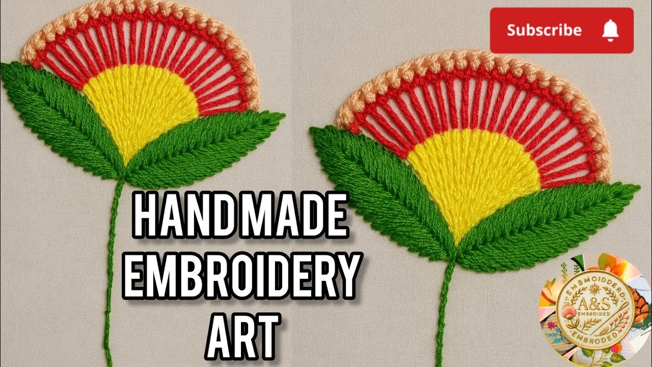 How I Made This Beautiful Hand Embroidered Flower |Day 14 Challenge |Vibrant Flower Design #vibrant