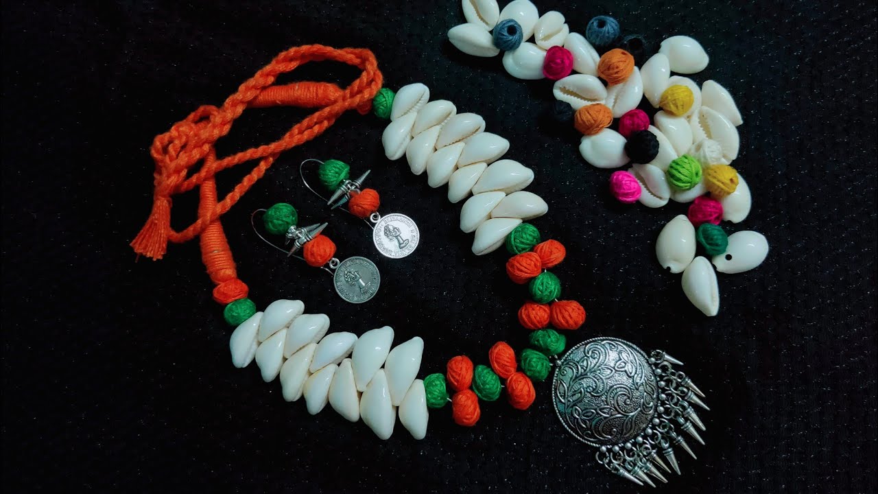 How to make German silver Kori necklace with cotton thread beads। Jewel Delight
