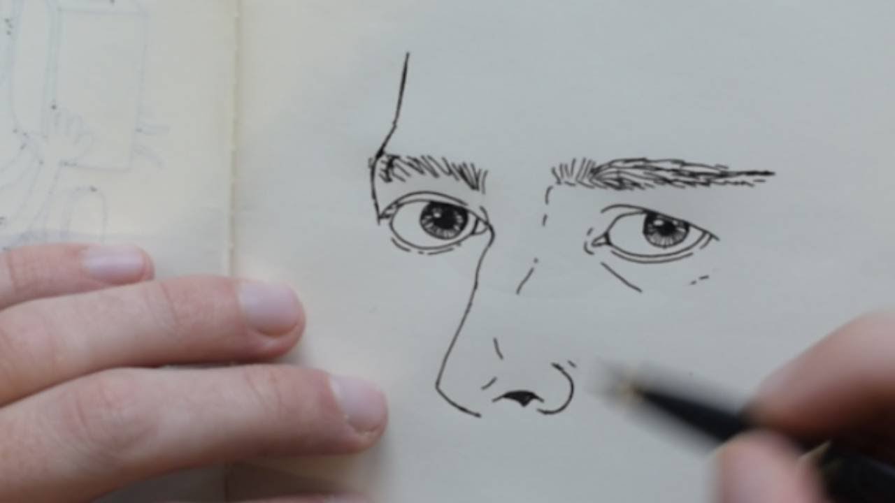 ASMR Drawing another self portrait but with a mirror this time