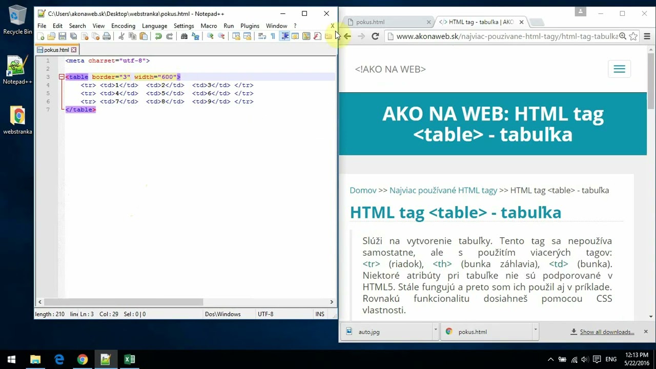 HTML/CSS - 06. Vytvorenie tabuľky a atrib&uacute;ty tabuľky