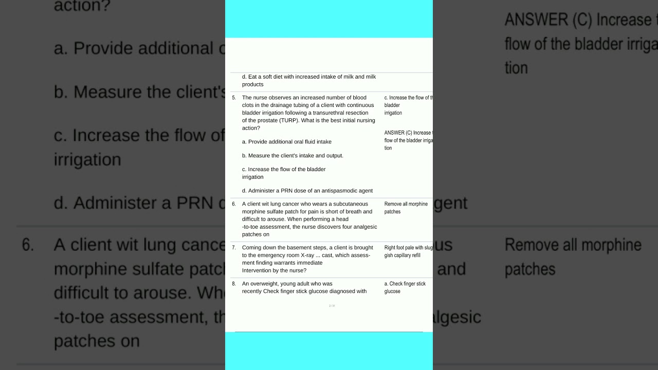 BSN 266 HESI MED SURG EXAM 100 QUESTIONS AND WELL ELABORATED ANSWERS ALREADY GRADED A WITH EXPERT FE