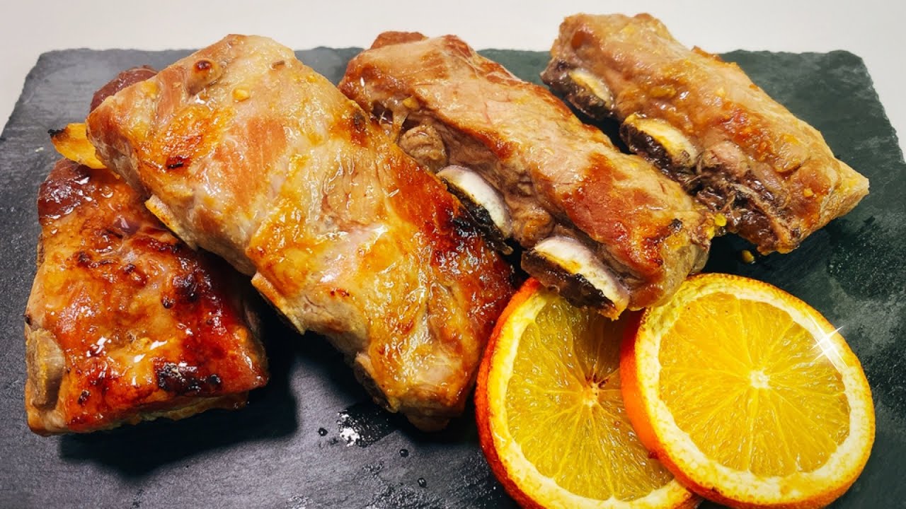 Costillitas de cerdo en salsa de Mango y naranja / cocina oriental