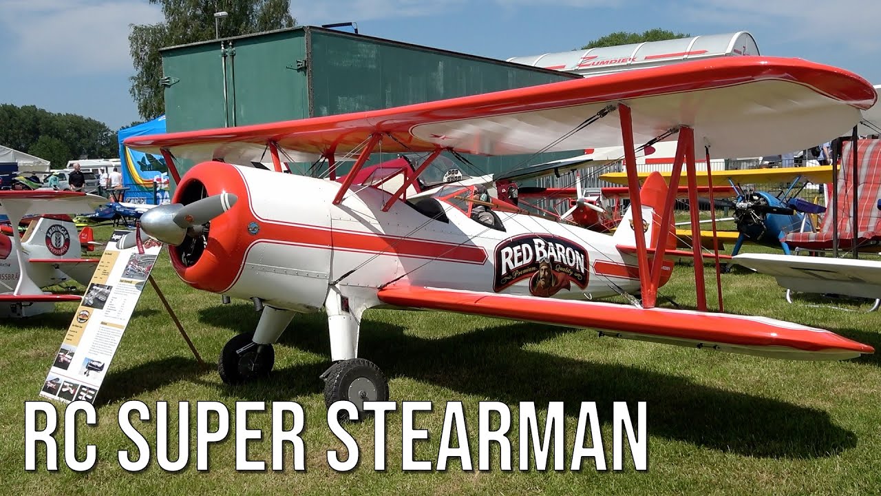 Gigantic! RC Super Stearman Huge Scale RC Plane, Extremely Detailed Model Flying At Flight Show