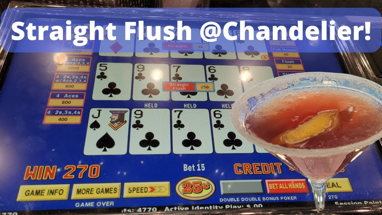 Video Poker, Straight Flush, and Raspberry Lemon Drops at Chandelier Bar at Cosmo | Quick Quads