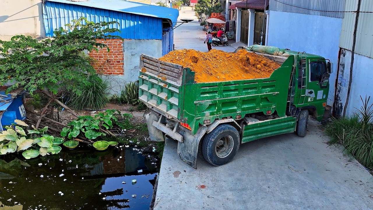 Incredible Power Skillful Land Filling Full Project !! Team Dump Truck Unload & Bulldozer Push stone