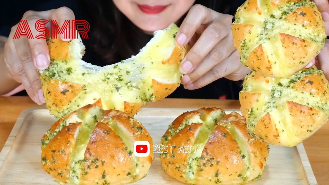 ASMR EATING CREAM CHEESE GARLIC BREAD MUKBANG NO TALKING EATING SOUNDS/ZEST ASMR