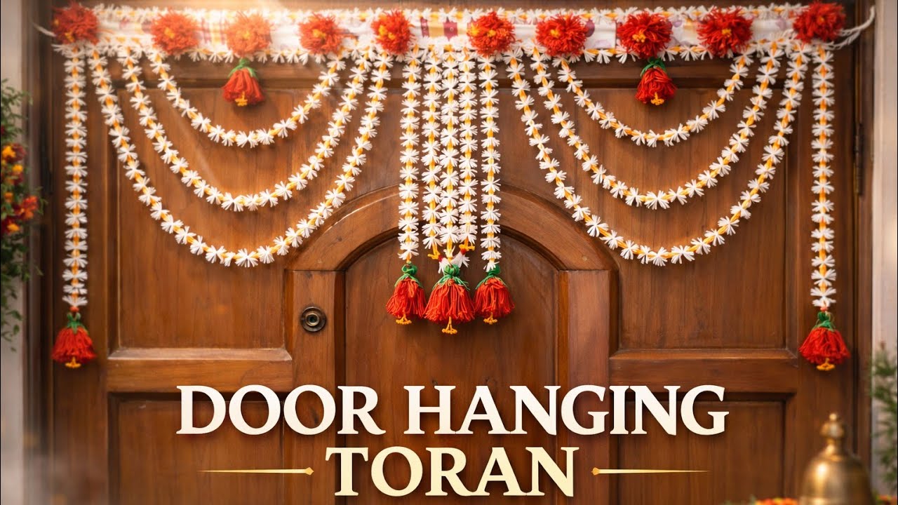 Beautiful Woolen Door Toran DIY 🌼 Easy Home Decor with Flower Design | Festive Hanging Idea