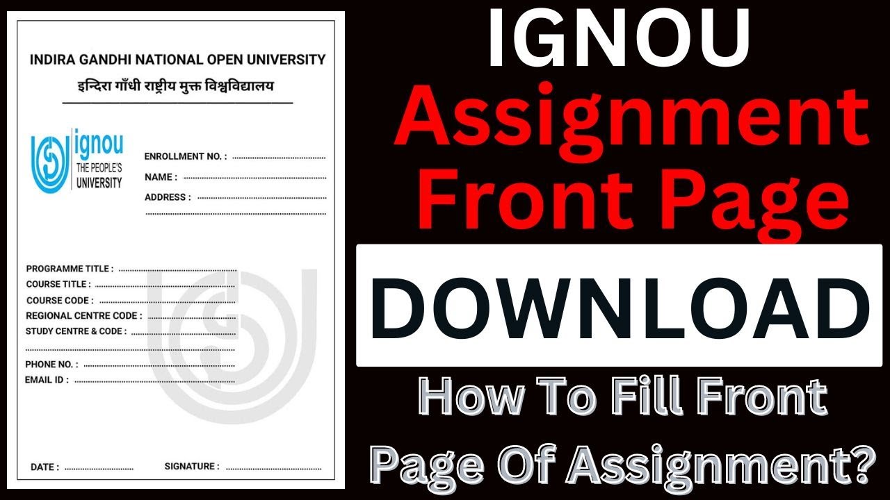 IGNOU Assignment Front Page Download | IGNOU Assignment First Page |  |#ignouassignmentfrontpage