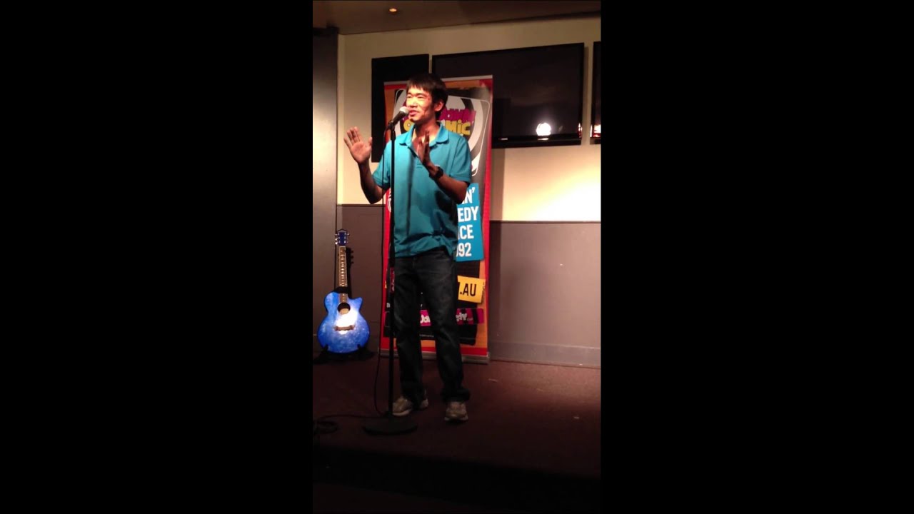 Keith Cheng Testing offensive stand up comedy material at Stones Corner