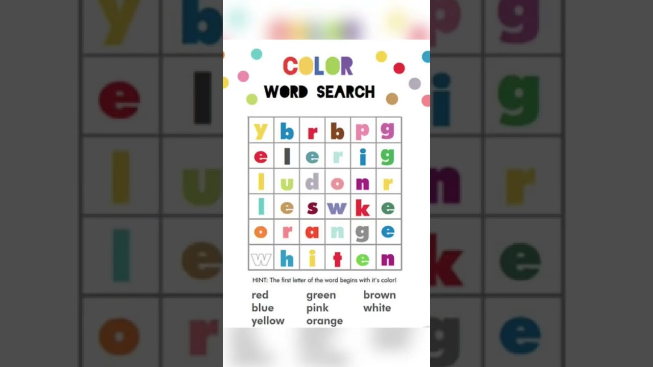 Word Search Challenge for Kids.. #learning #kidslearning #kids #wordsearch #color