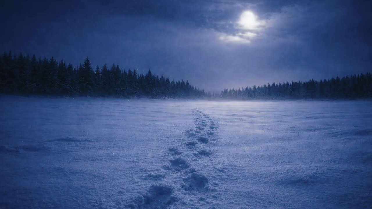 Midnight Snow Walk | Calm Winter Night Ambience for Sleep