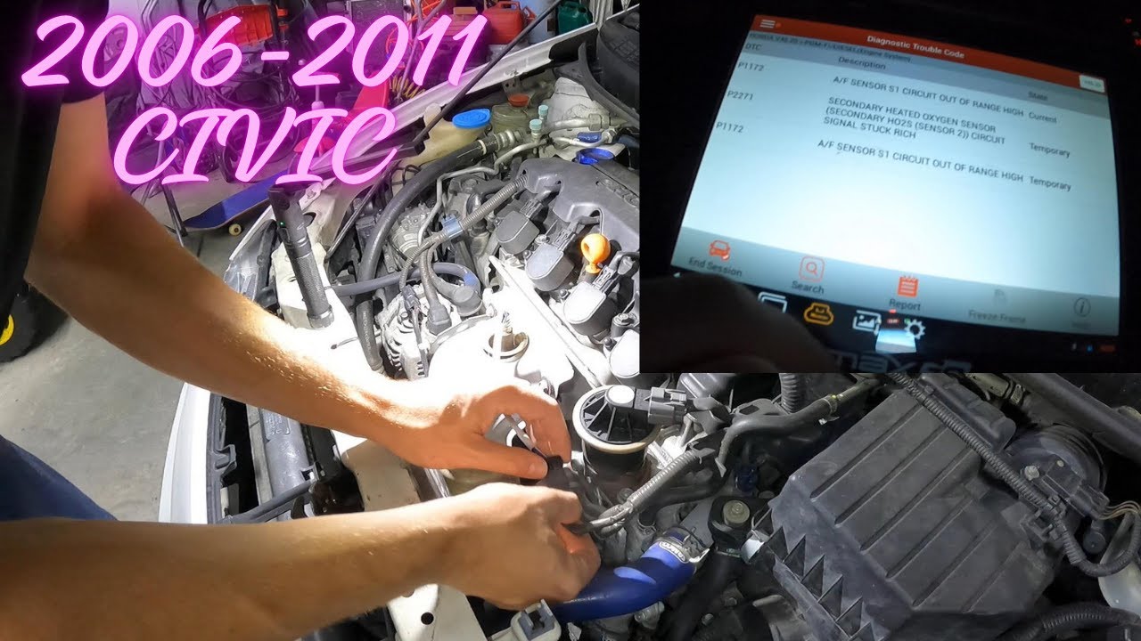 Fixing SRS airbag light 28-10 and Check engine light P1172 P2271 2006-2011 Civic
