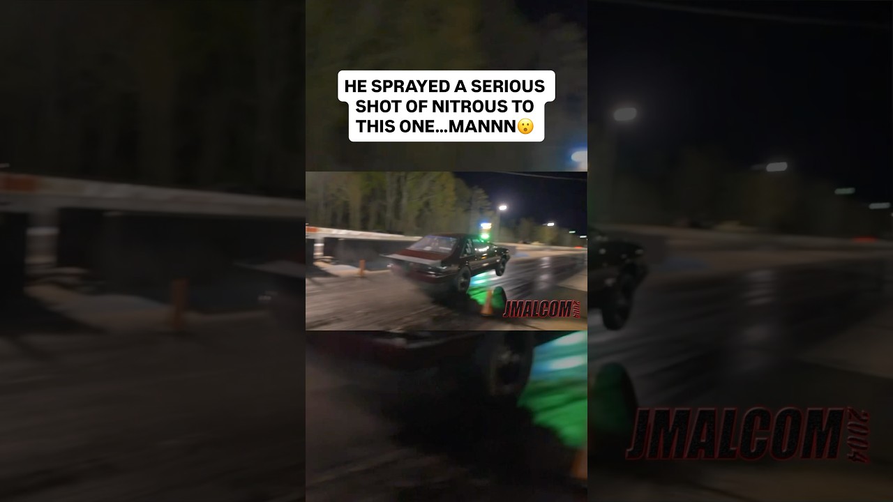 Watch this foxbody Mustang spray a 400+ shot of nitrous and move out