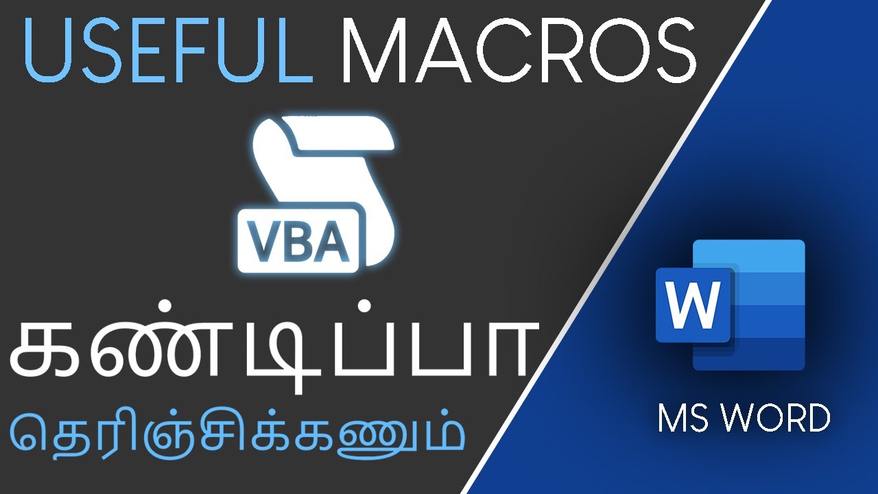 Useful Macros in MS Word in Tamil