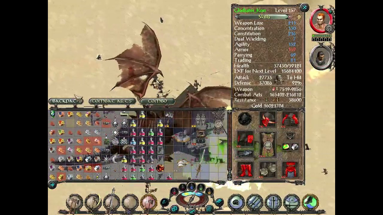 Sacred Gladiator vs Dragon-157 level