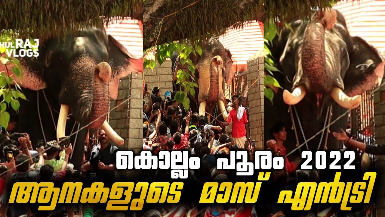 കൊല്ലം പൂരം 2022 | Kollam Pooram 2022 | Elephants Mass Entry