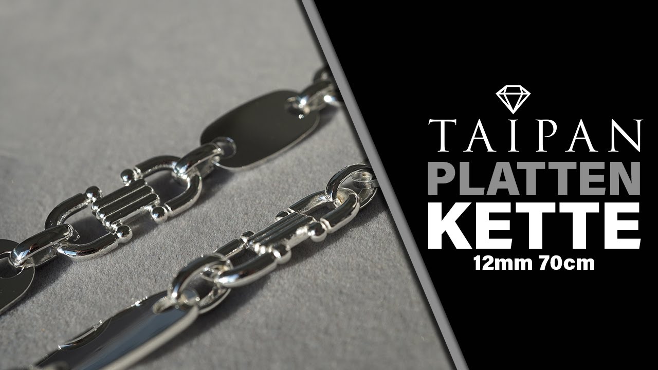 Taipan Plattenkette 12mm breit 70cm lang aus 925 Sterling Silber