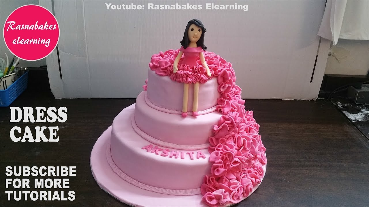 fondant ruffle birthday girl doll dress cake design ideas decorating tutorial video