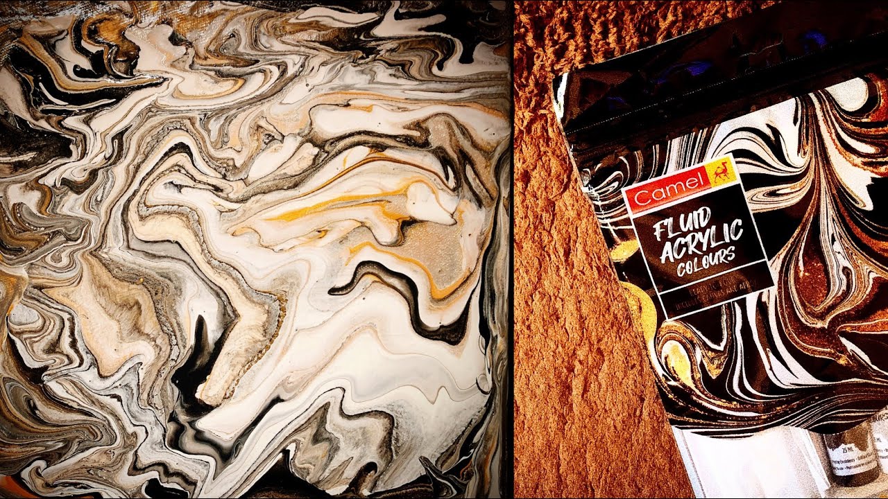 My first FLUID ART experiment!!! Kokuyo Camlin Fluid Art | Monochrome Series | Fluid Acrylics