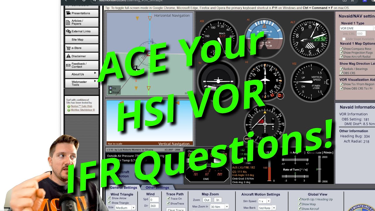 VOR HSI Practice Problem for the IFR Written Evam