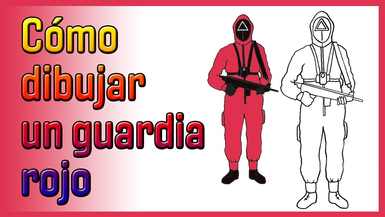🔺Cómo dibujar UN GUARDIA ROJO (JUEGO DEL CALAMAR) 🔺How to draw A RED GUARD (SQUID GAME)✏️😃