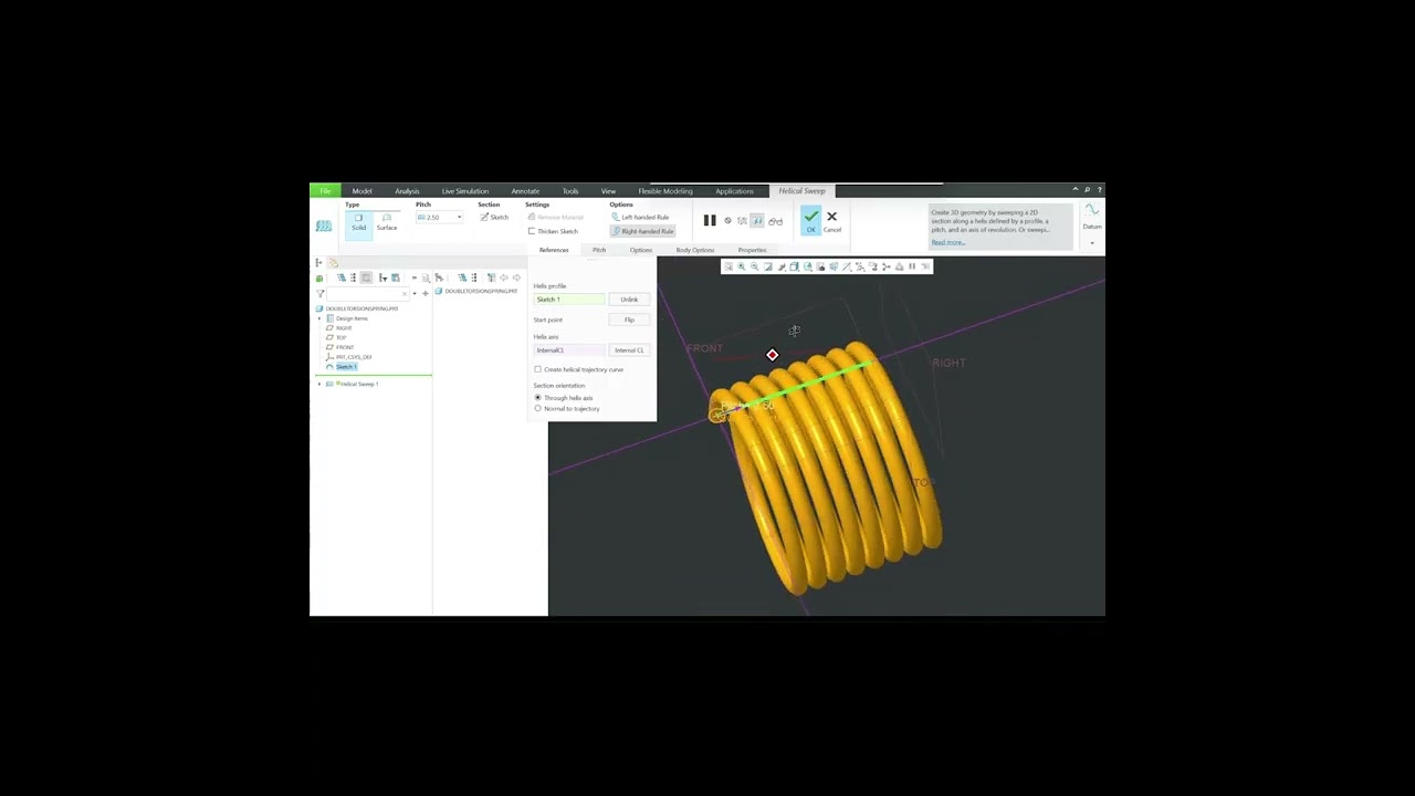 Video Tutorial | Double Torsion Spring Modelling | Creo