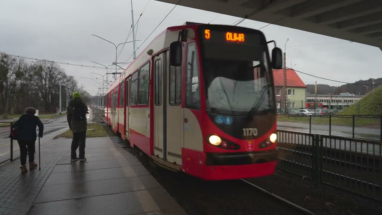 Poland, Gdańsk tram 5 ride from Strzyża railway station to Oliwa