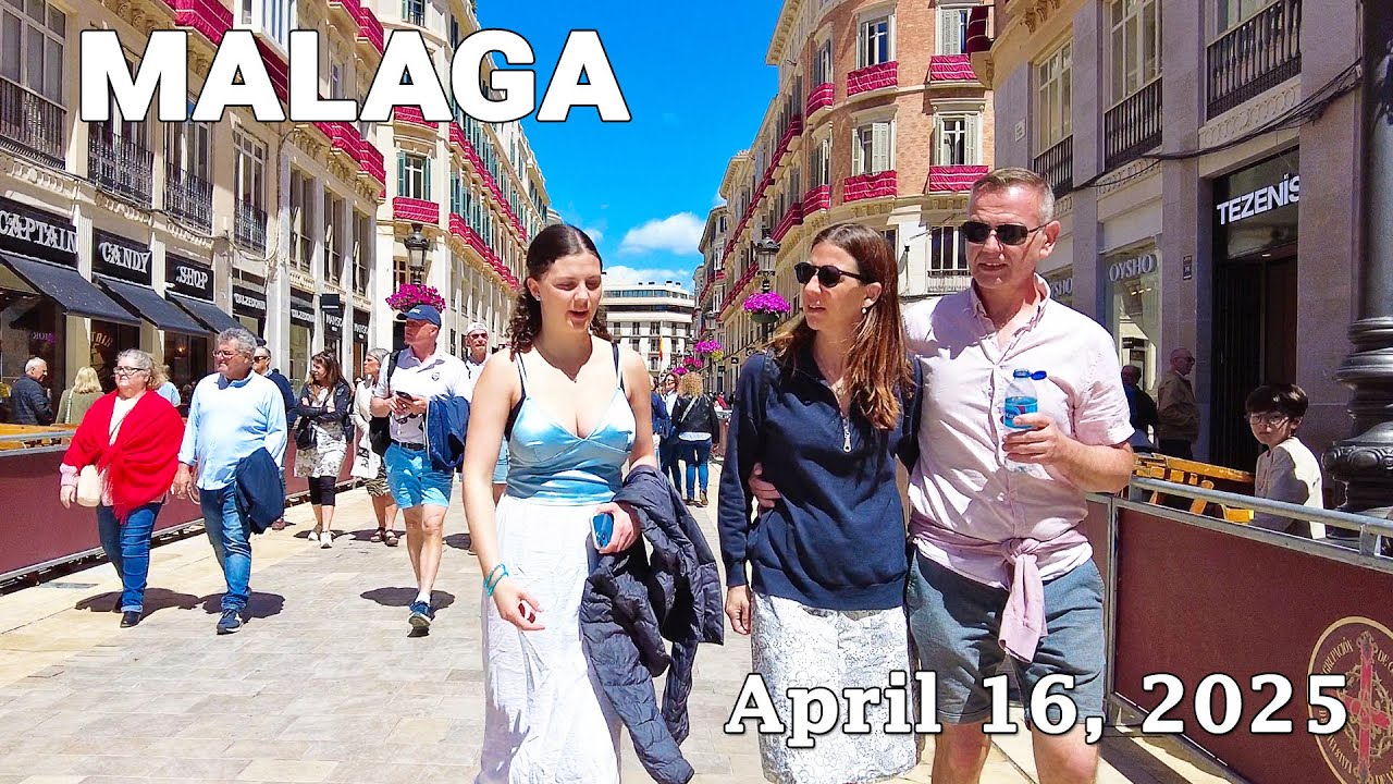 Malaga City April 16, 2025 Walking Tour Costa del Sol Spain [4K]