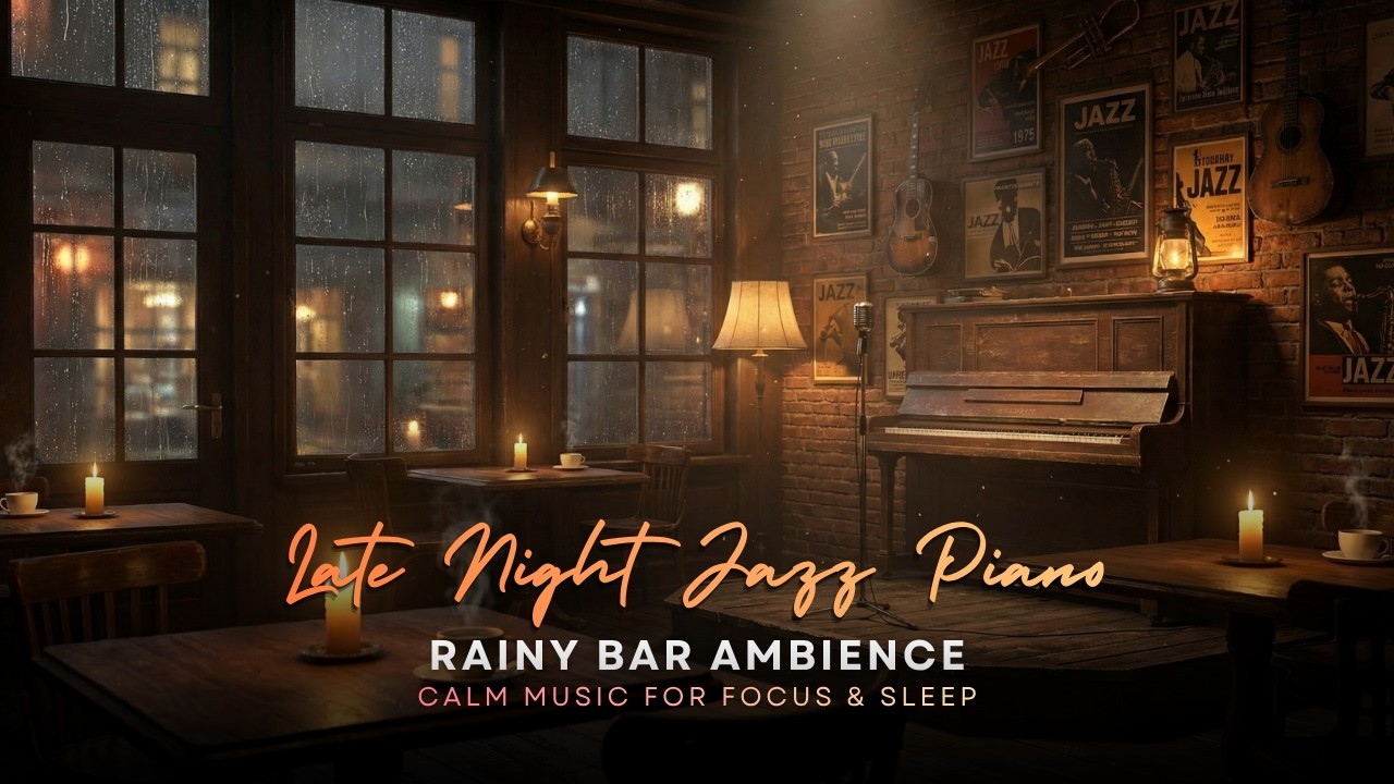 Late Night Jazz Piano 🎹 Rainy Bar Ambience | Calm Music for Focus & Sleep