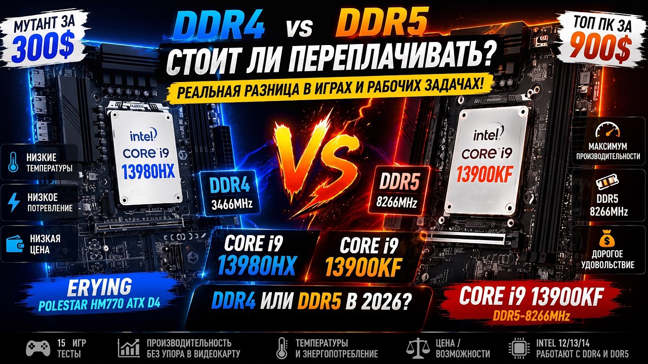 🔥DDR4 ВСЁ ЕЩЁ ТАЩИТ!  🔥Дешёвый Core i9 13980HX + DDR4 против 13900KF + DDR5