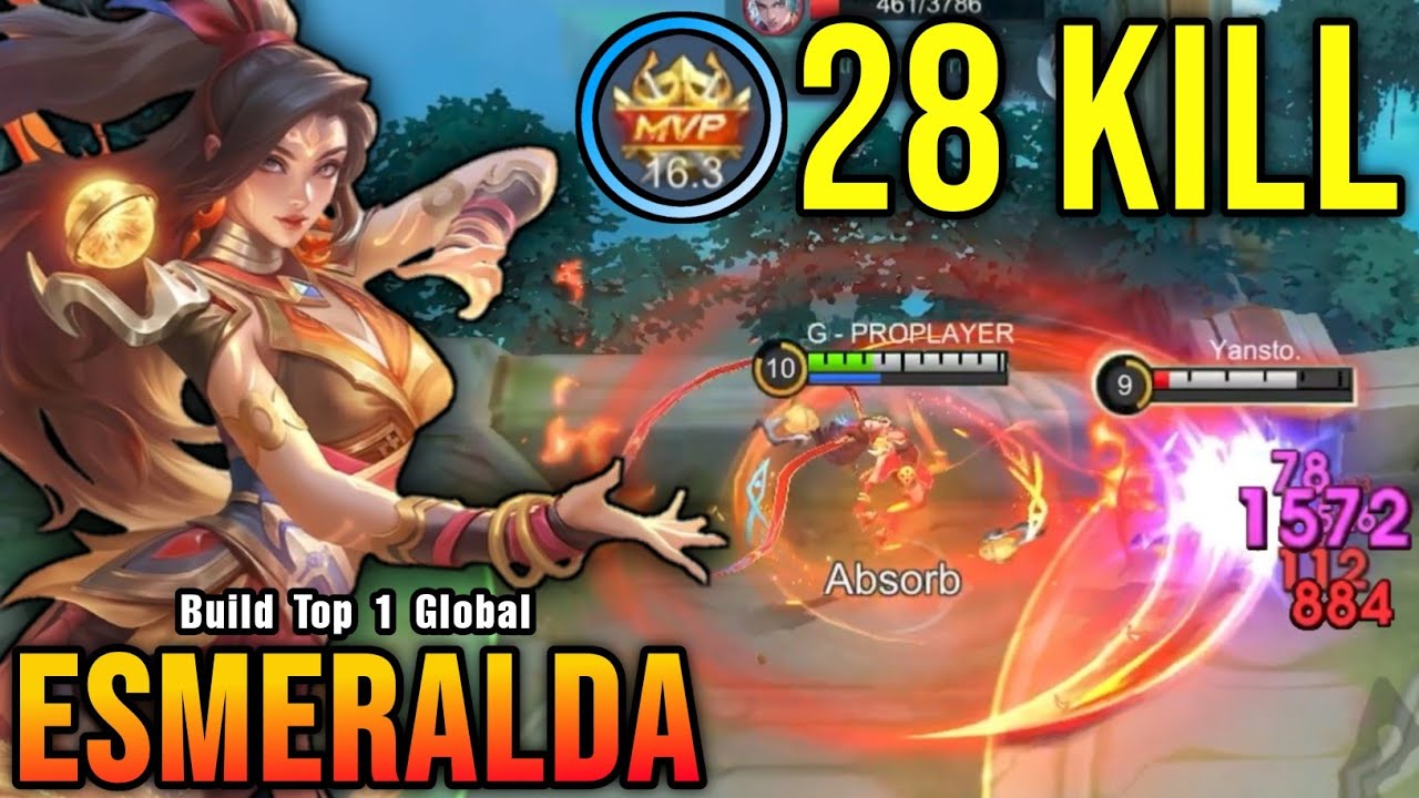 28 Kills!! Esmeralda New Revamped Blazing Bounties Skin!! - Build Top 1 Global Esmeralda ~ MLBB