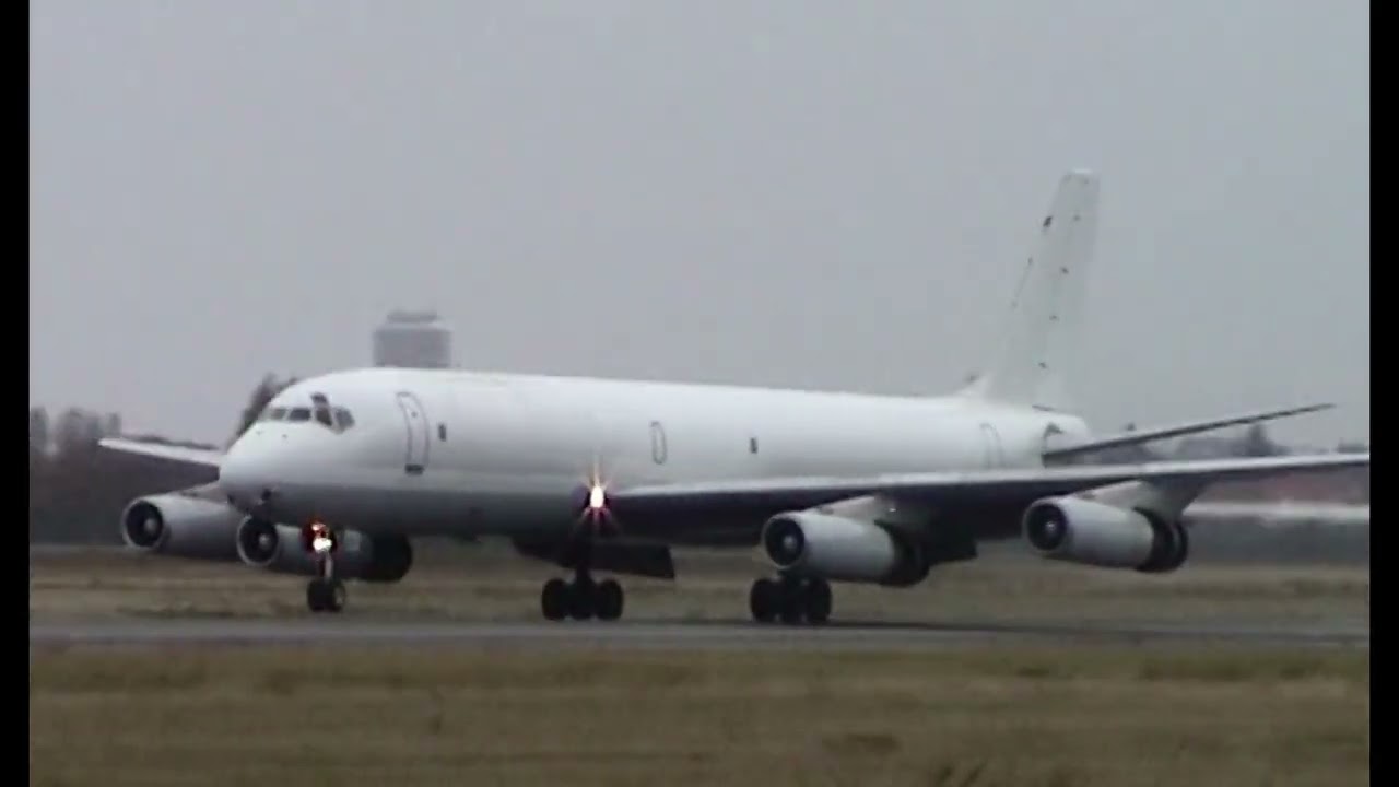 vintage classic Douglas DC-8 and Boeing 747's at Ostend  Airport 2004