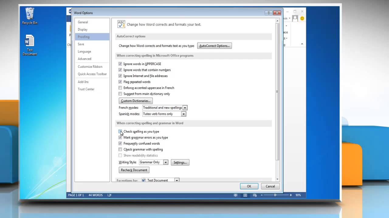 How to Turn Grammar and Spell Check on and off in Microsoft&reg; Word 2013