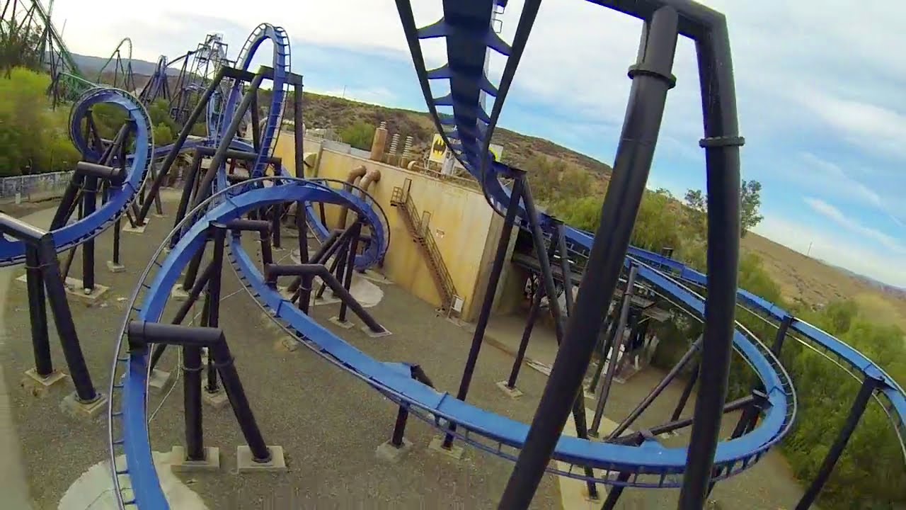 Batman the Ride - BACKWARDS POV Six Flags Magic Mountain