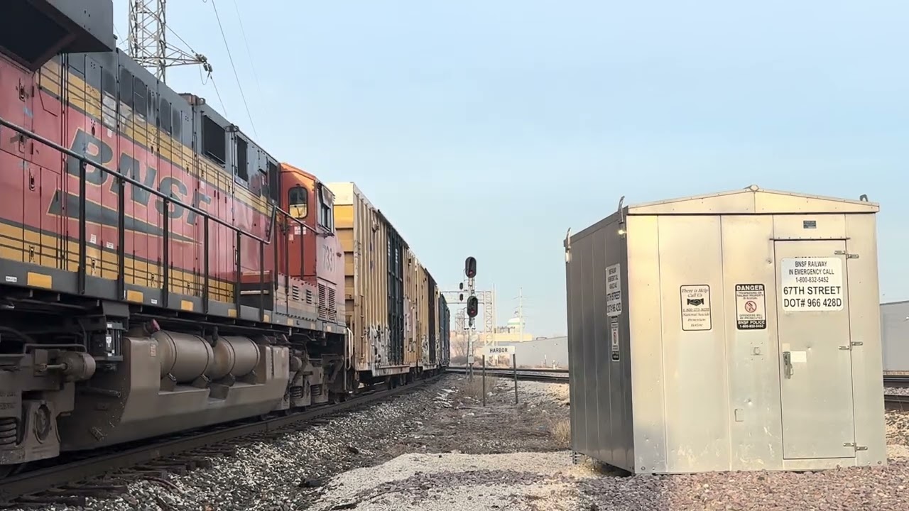 BNSF pulling out of GM Yard with an H2 GE in the lead