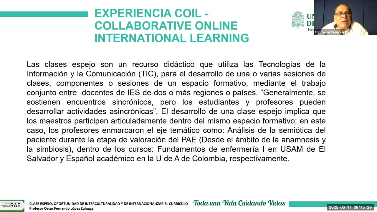 RAE: Clase Espejo: una experiencia intercultural e internacional en la formación en Enfermería.